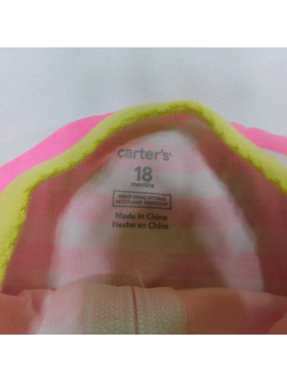 Carters Baby Girl Footed Pajamas 18M 18 Months Pink White Striped Toucan Sleeper